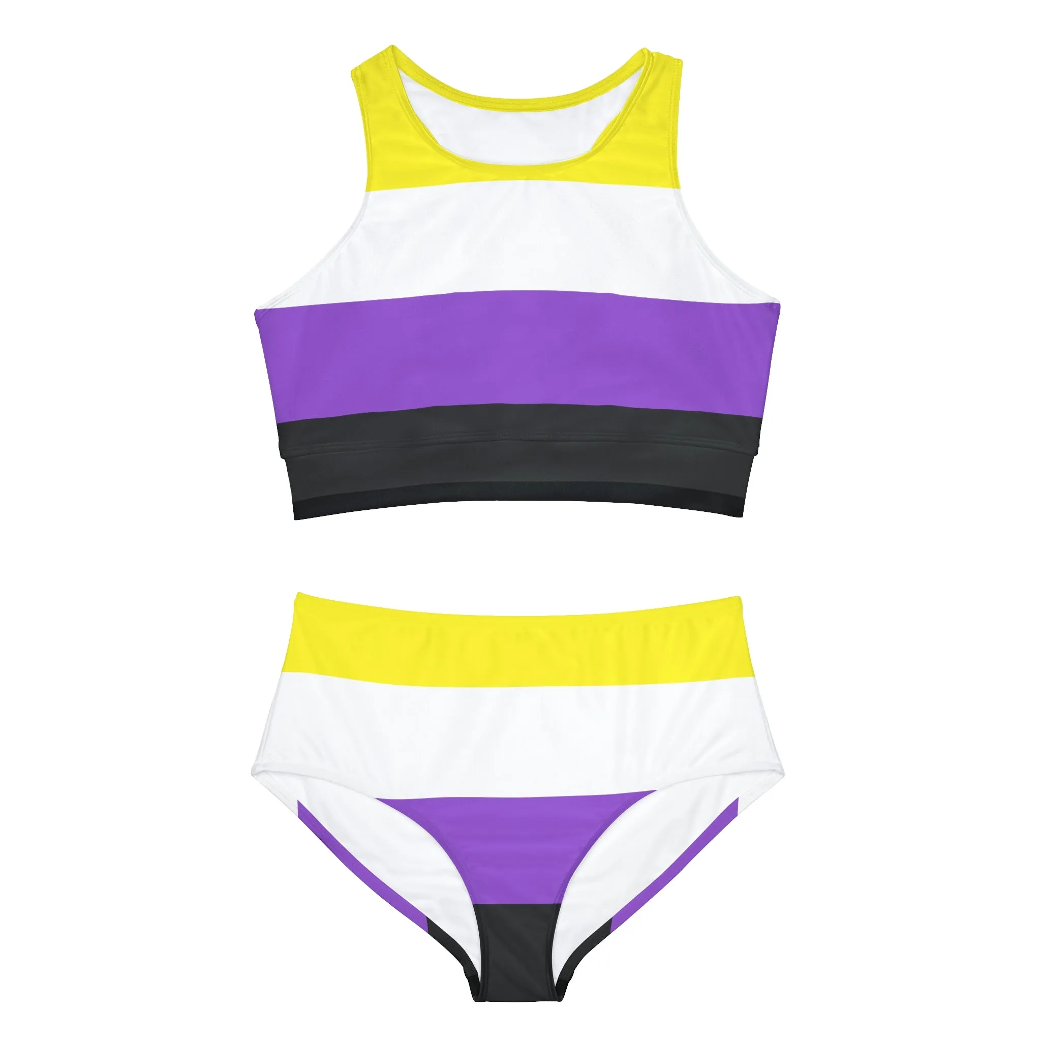 Non Binary Pride Flag Sporty Bikini Set