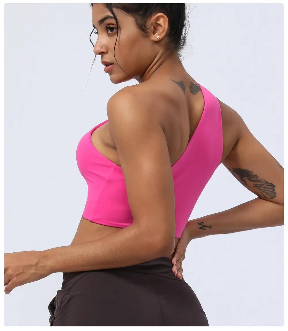 Oblique One Shoulder Yoga Bra