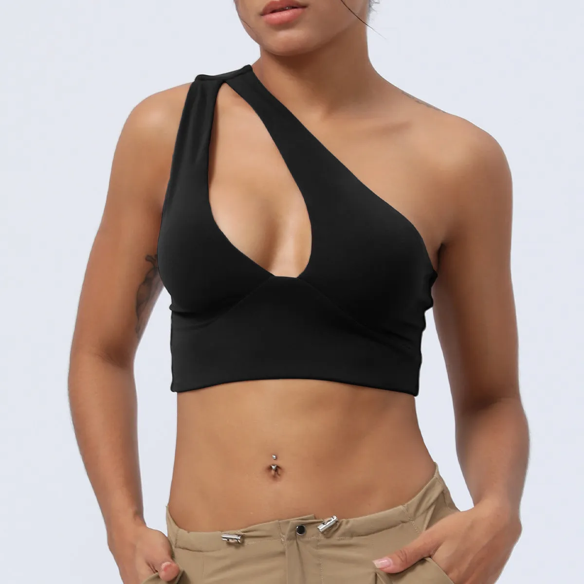 Oblique One Shoulder Yoga Bra