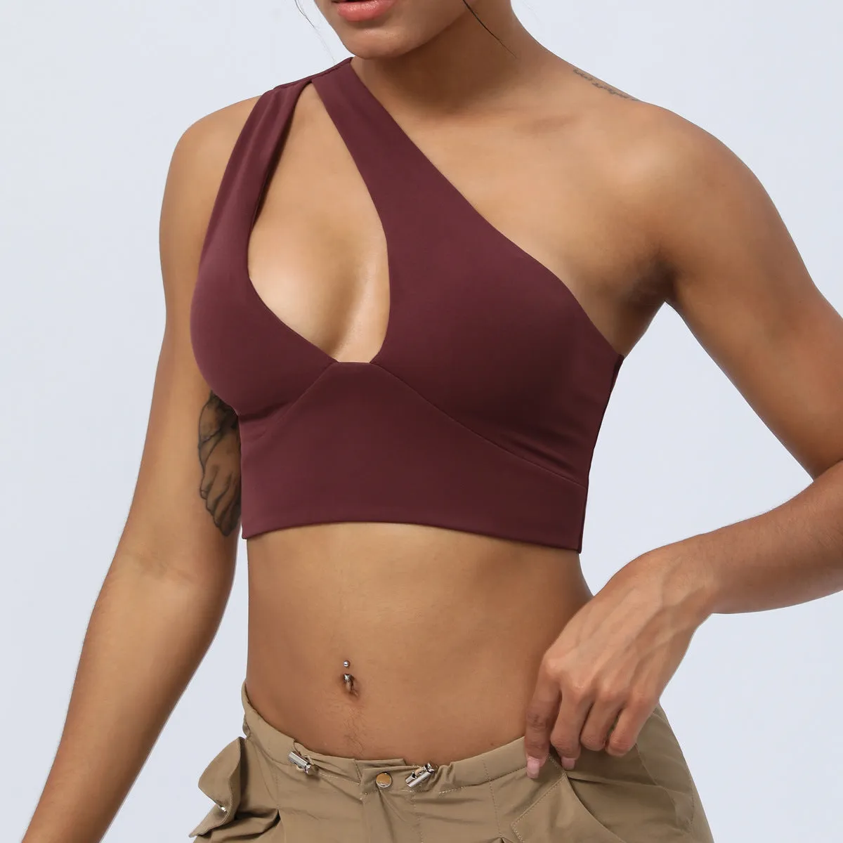 Oblique One Shoulder Yoga Bra