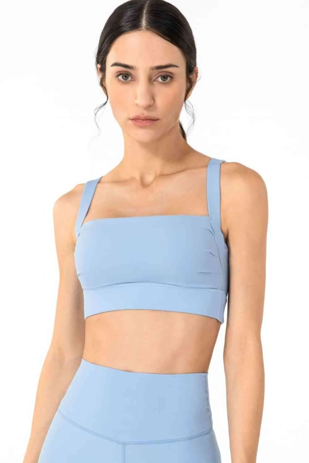 Open Back Pleated Detail Sports Bra