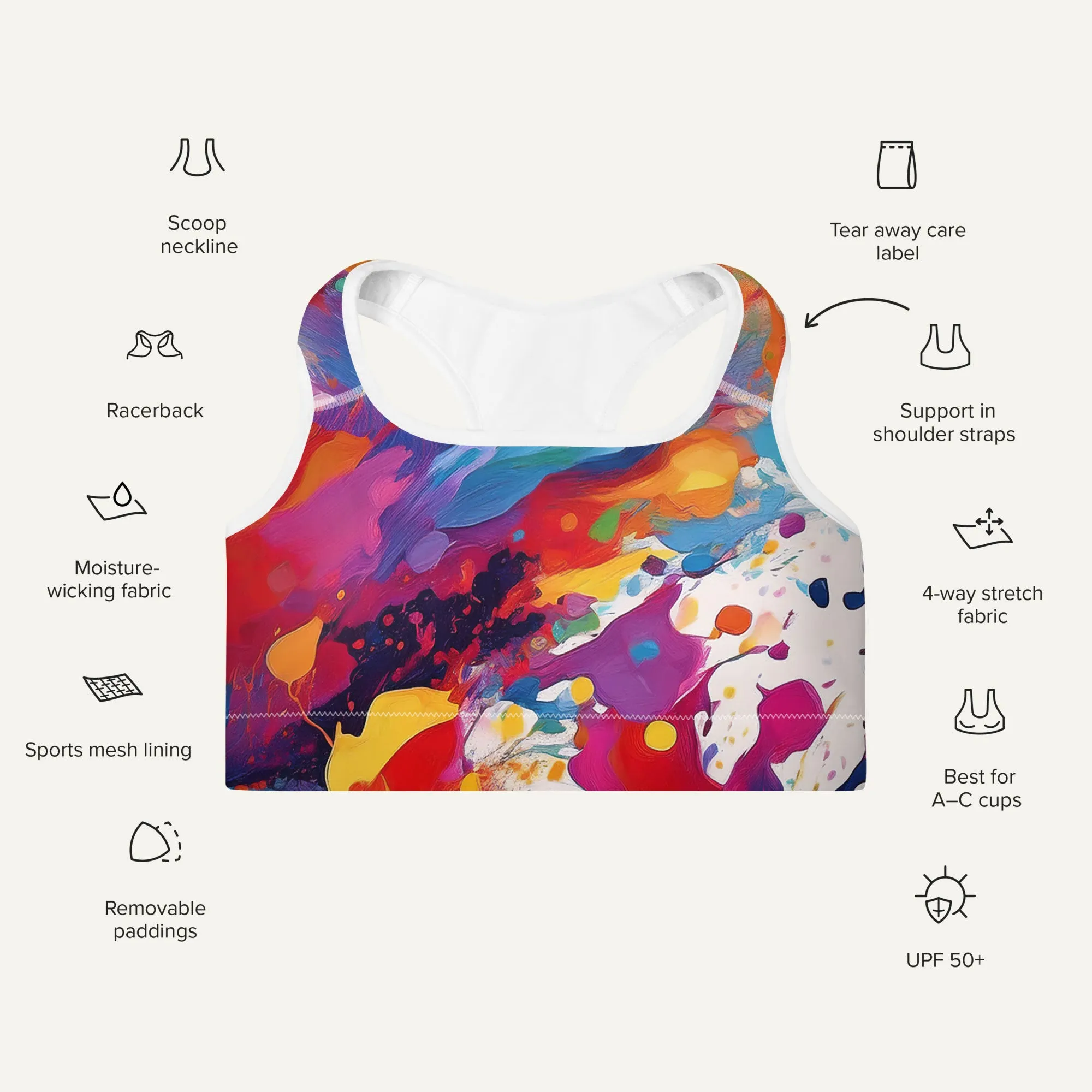 Paint Splatters Padded Sports Bra