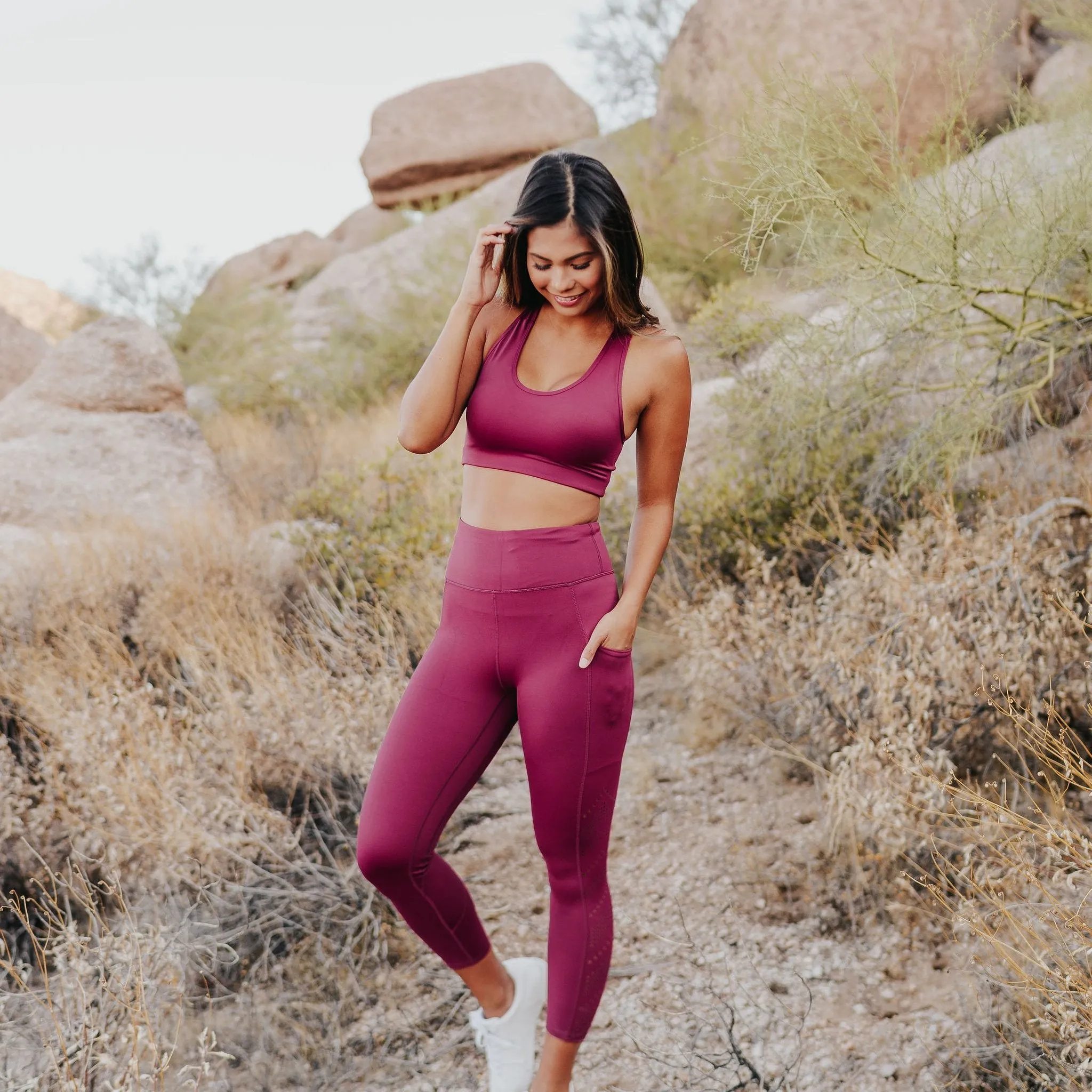 Perfect Pocket Sports Bra - Laser Cut Merlot