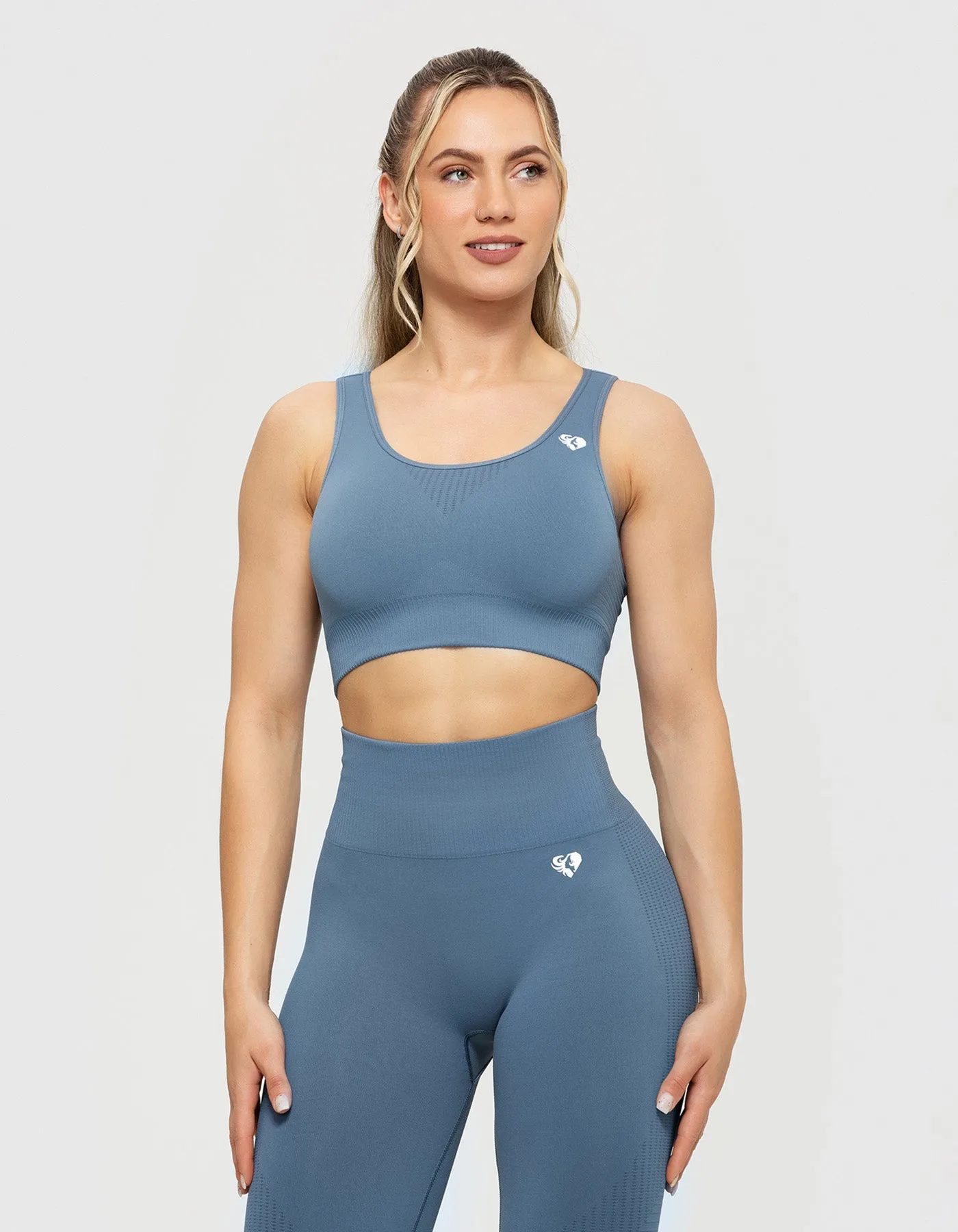 Power Seamless Sports Bra | Smoke Blue