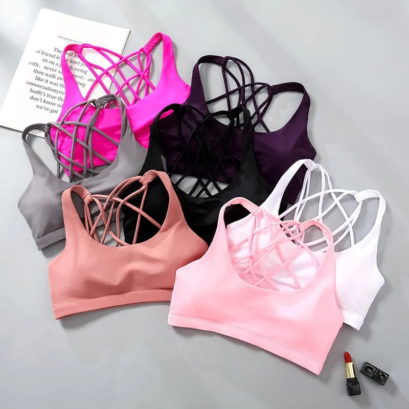 Push Up Cross Back Sports Bra