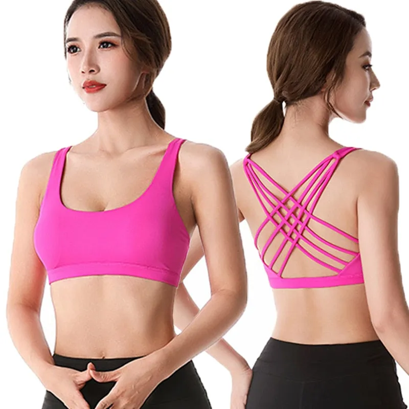 Push Up Cross Back Sports Bra