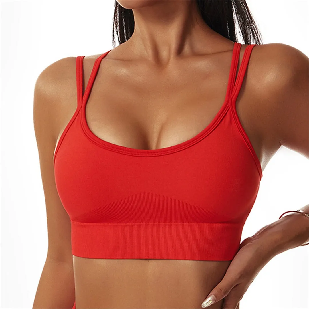 S - XL New Sexy Cross Back Yoga Bra Women Fitness Vest Sports Bra Underwear Women Push Up Bra Workout Gym Seamless Tops A088C