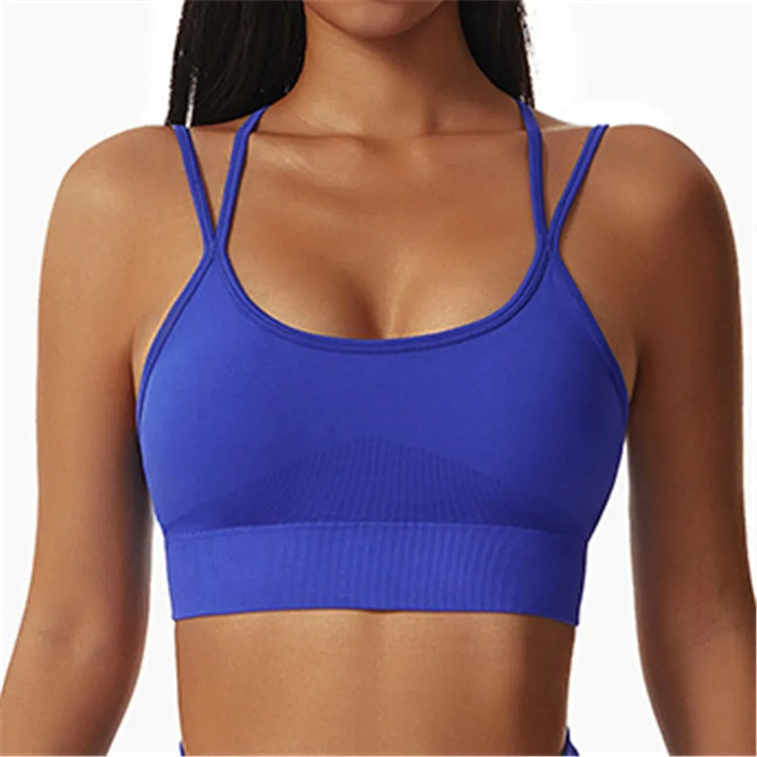 S - XL New Sexy Cross Back Yoga Bra Women Fitness Vest Sports Bra Underwear Women Push Up Bra Workout Gym Seamless Tops A088C