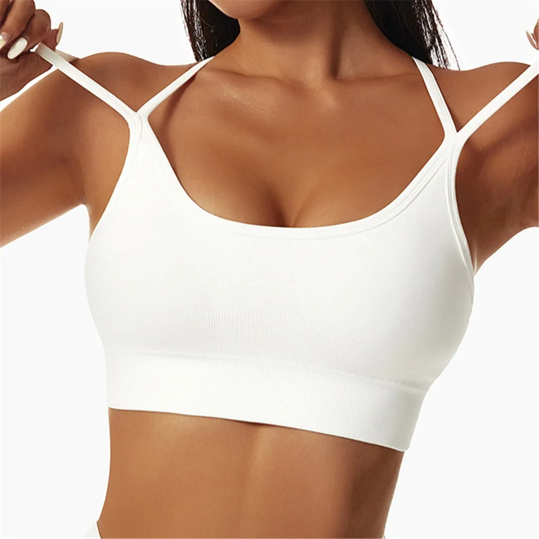 S - XL New Sexy Cross Back Yoga Bra Women Fitness Vest Sports Bra Underwear Women Push Up Bra Workout Gym Seamless Tops A088C