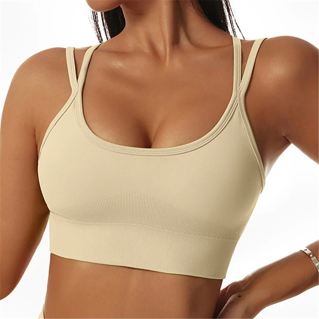 S - XL New Sexy Cross Back Yoga Bra Women Fitness Vest Sports Bra Underwear Women Push Up Bra Workout Gym Seamless Tops A088C