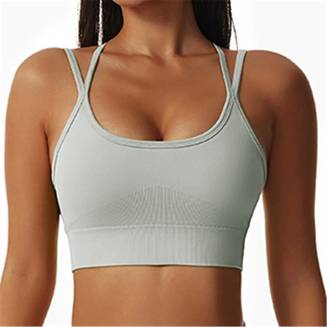 S - XL New Sexy Cross Back Yoga Bra Women Fitness Vest Sports Bra Underwear Women Push Up Bra Workout Gym Seamless Tops A088C