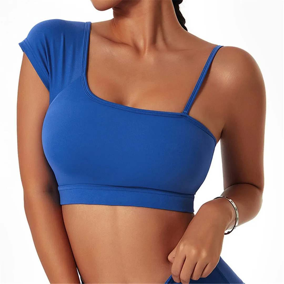 S - XL Seamless Yoga Bra Crop Tops Sexy Asymmetric Running Sports Underwear Female Shockproof Vest Fitness Bra Streetwear A079B