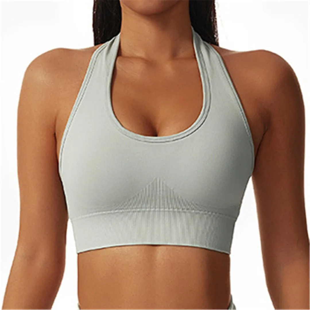 S - XL Sexy Halter Seamless Yoga Bra Women Fitness Running Vest Sports Bra Underwear Women Push Up Bra Workout Gym Tops A088B