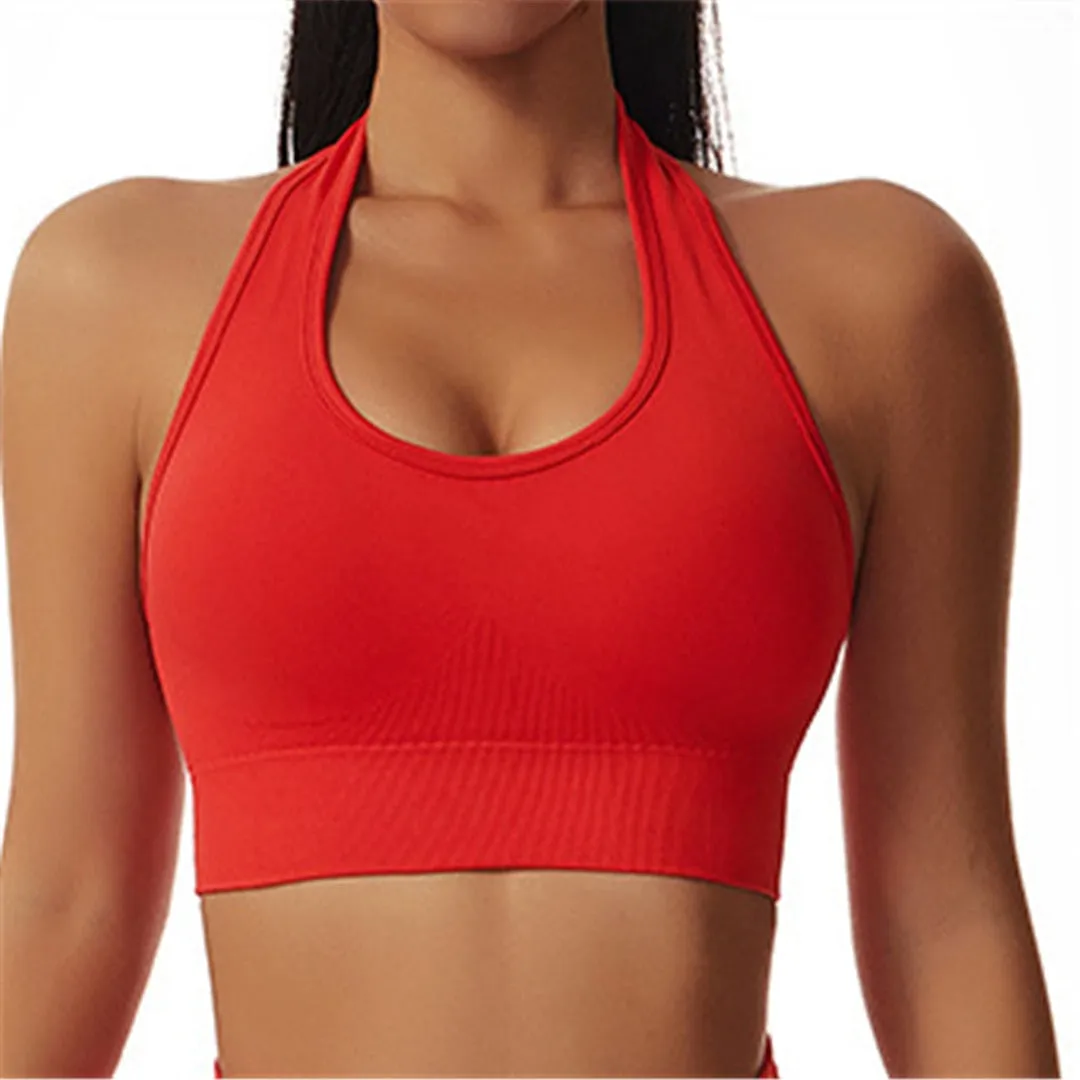 S - XL Sexy Halter Seamless Yoga Bra Women Fitness Running Vest Sports Bra Underwear Women Push Up Bra Workout Gym Tops A088B