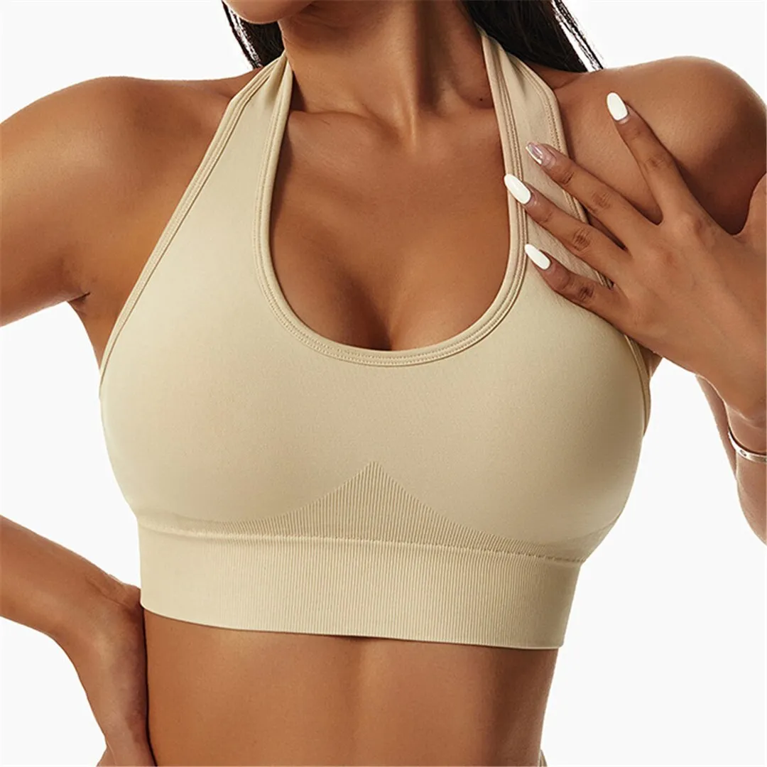 S - XL Sexy Halter Seamless Yoga Bra Women Fitness Running Vest Sports Bra Underwear Women Push Up Bra Workout Gym Tops A088B