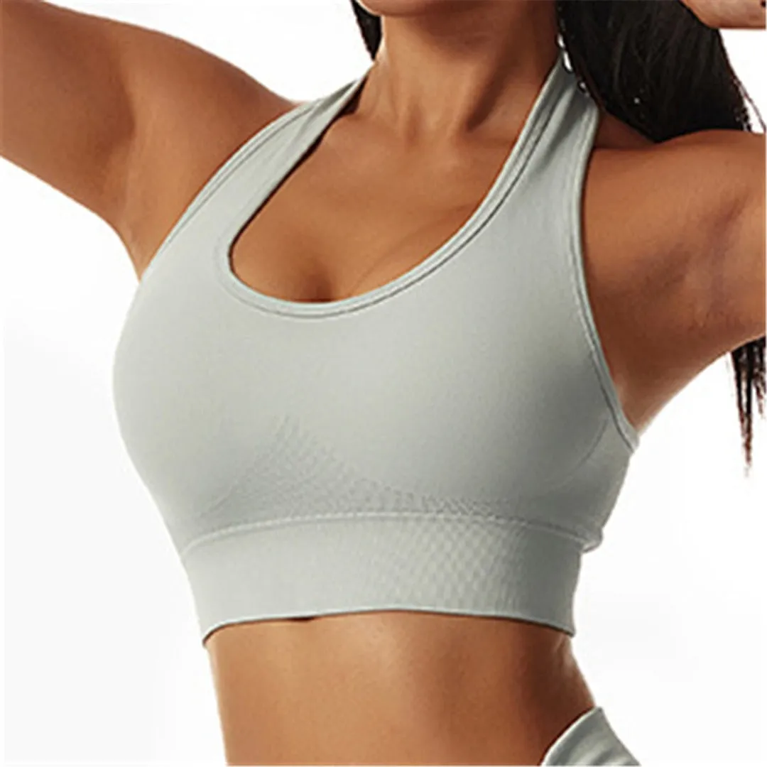 S - XL Sexy Halter Seamless Yoga Bra Women Fitness Running Vest Sports Bra Underwear Women Push Up Bra Workout Gym Tops A088B