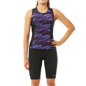 Sassy & Icon Long Triathlon Top and Shorts Set in Purple Galaxy - S