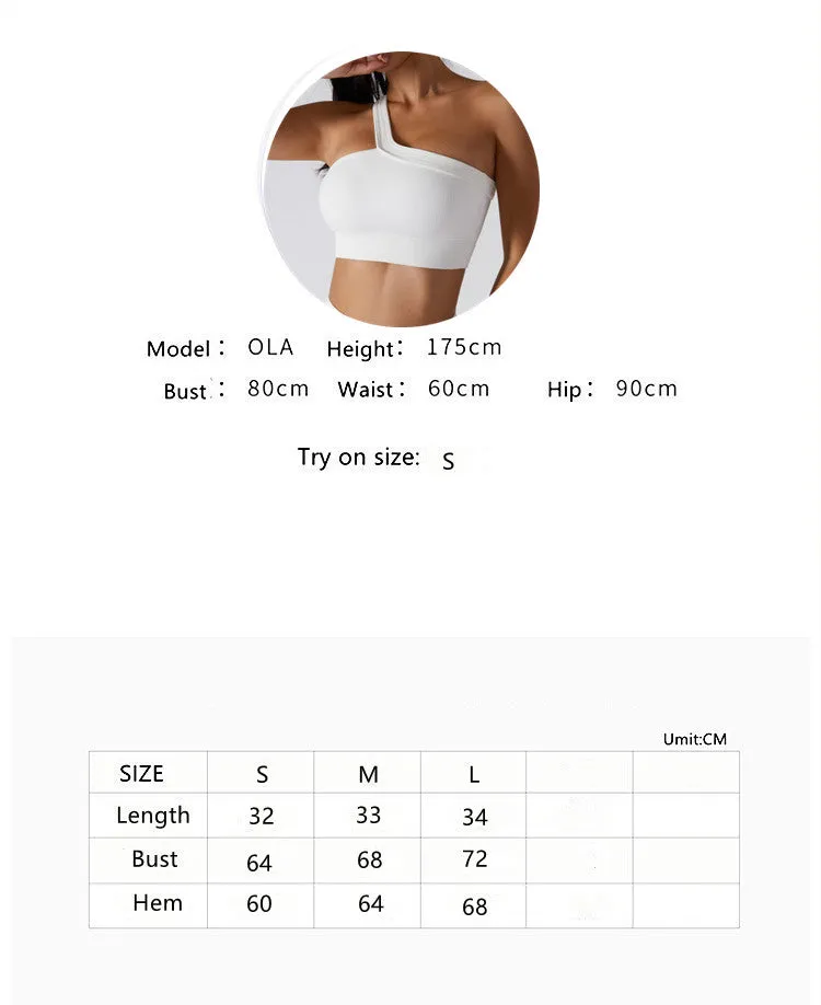 Seamless Thread Fabric Fitness Bra Single Shoulder Strap Gym Top Sports Underwear Outerwear Running Yoga Clothes