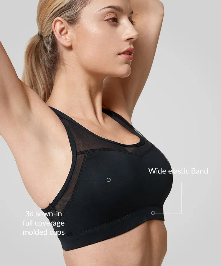 Shift Racerback Mesh Padded Running Bra | Women's High Support Sports Bra