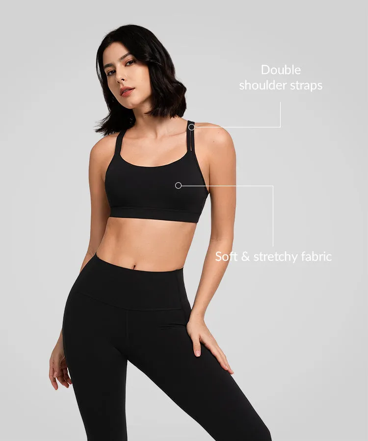 Shift Scoop Neckline Double Straps Padded Yoga Bra | Women's Light Support Sports Bra