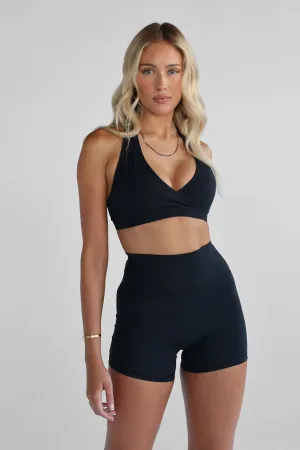 Signature Halter Neck Crop - Black