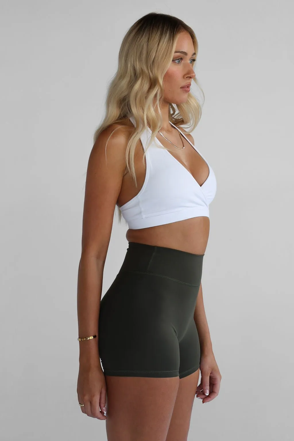 Signature Halter Neck Crop - White