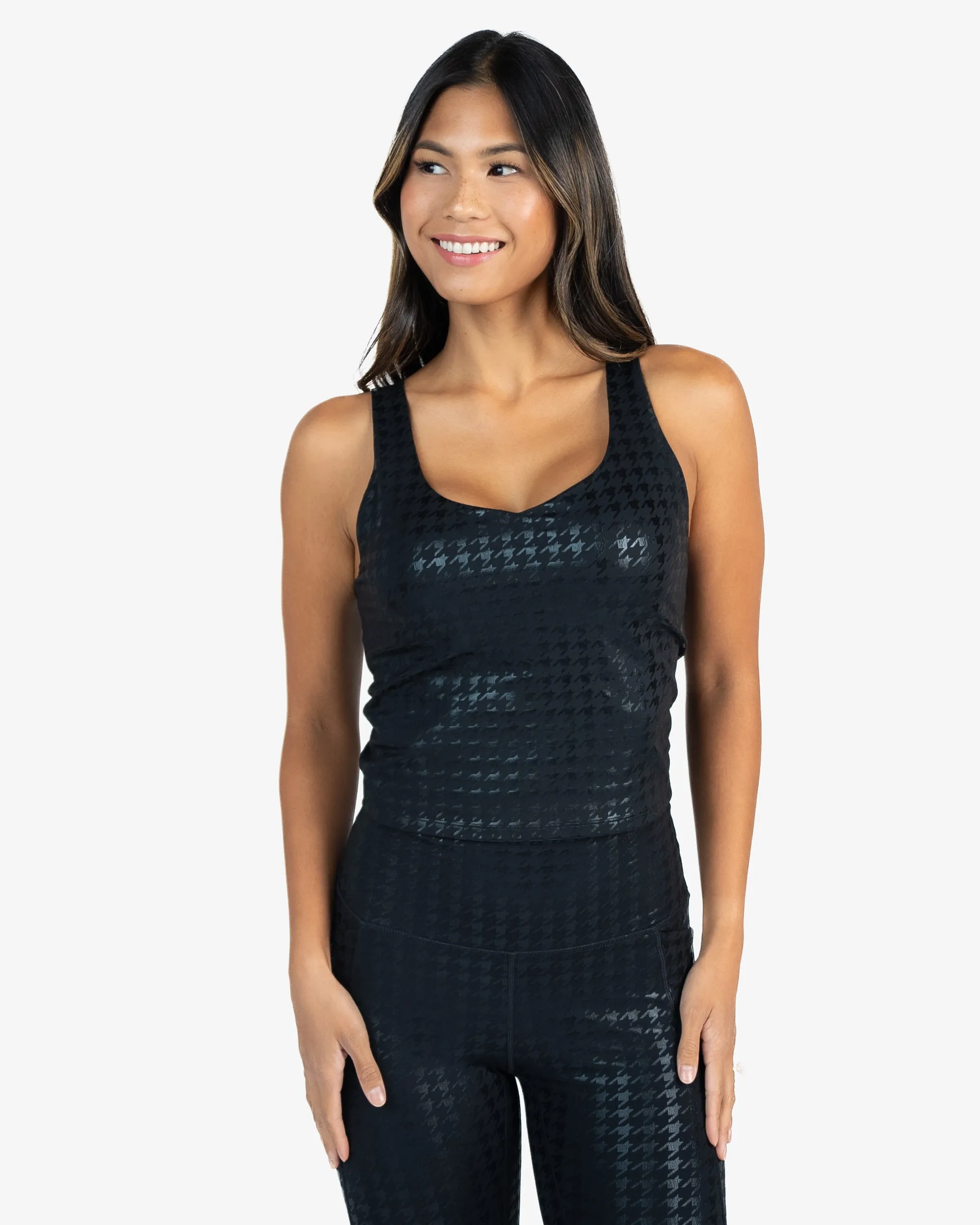 Skin Shakti Tank (Mid-Length) - Black Houndstooth