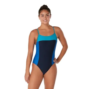 Speedo Women's Color Block Relay Back One Piece Swimsuit