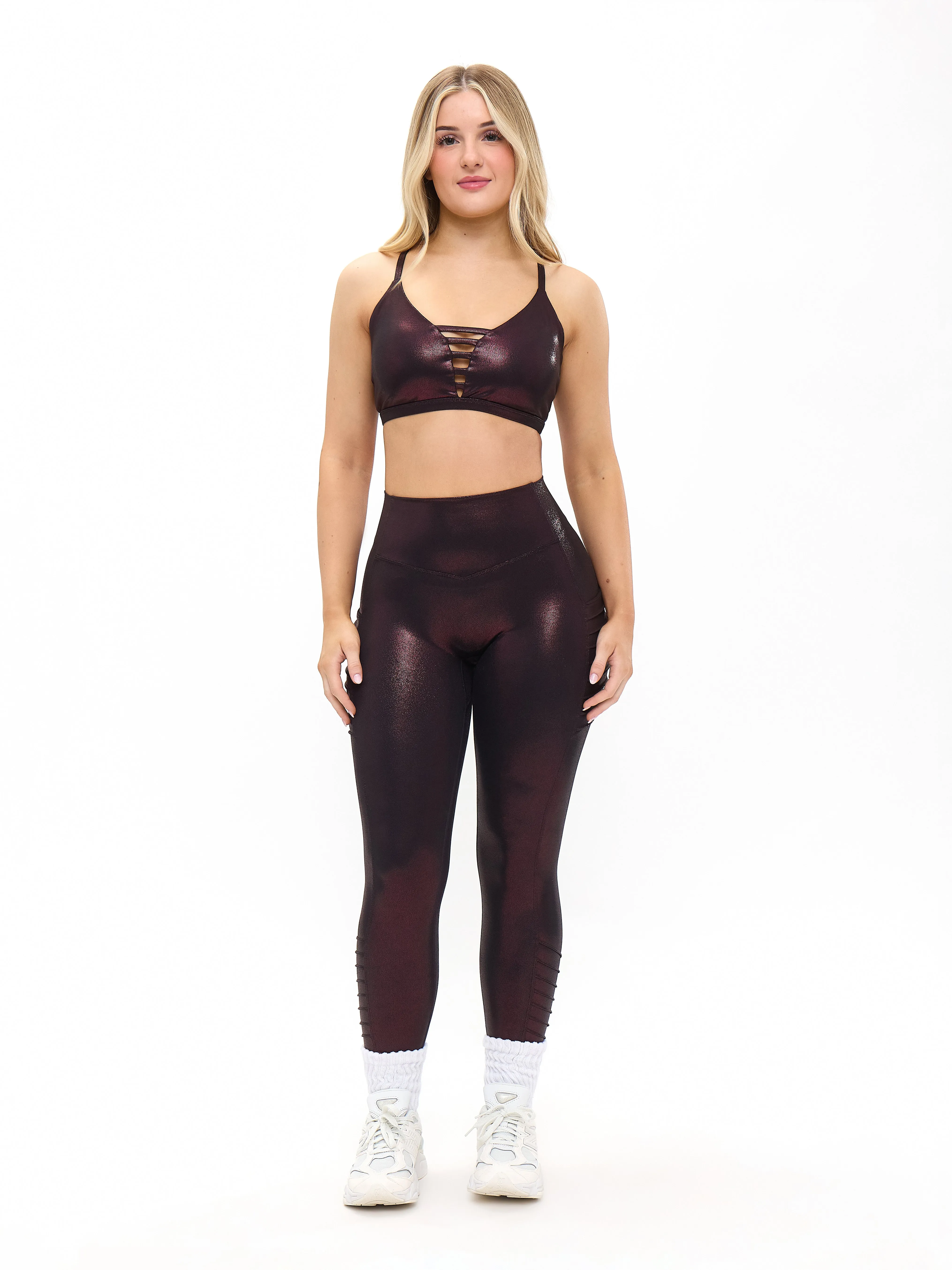 Spicy Sports Bra - Black Cherry Patent