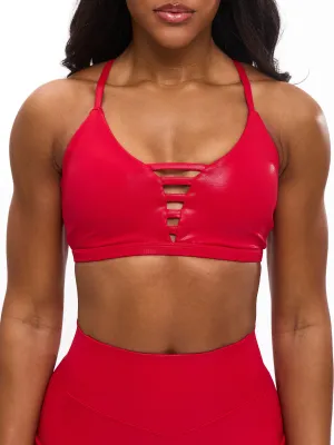 Spicy Sports Bra - Red Hot Patent