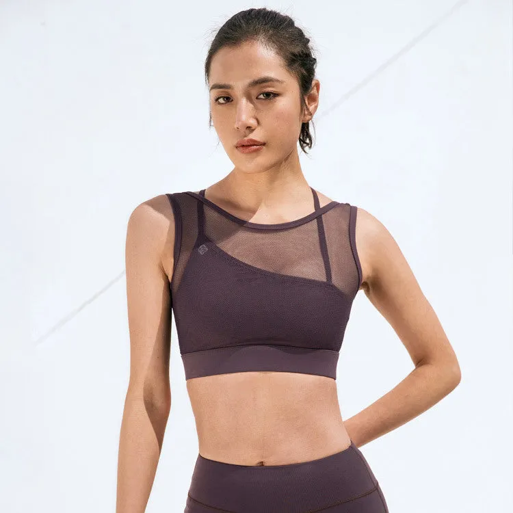 Sports Underwear Women Shockproof Push-up Mesh Backless Bra Women Quick Drying Fitness Yoga Wear Vest Summer Thin