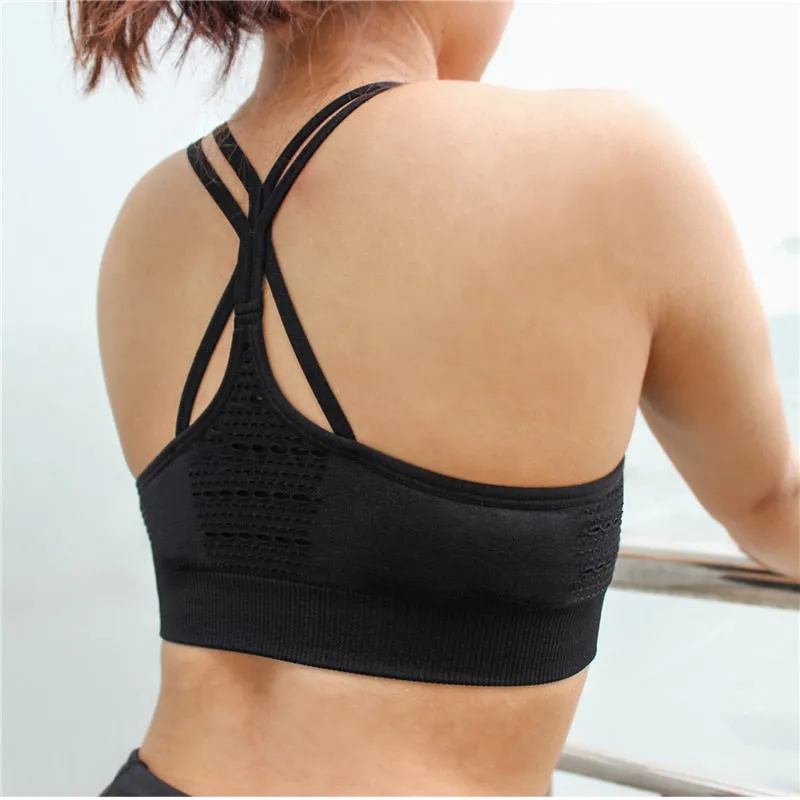 Sports Yoga Running Top With Pads Sportswear Push Up Training Women Fitness Gym High Impact Criss Cross Bra