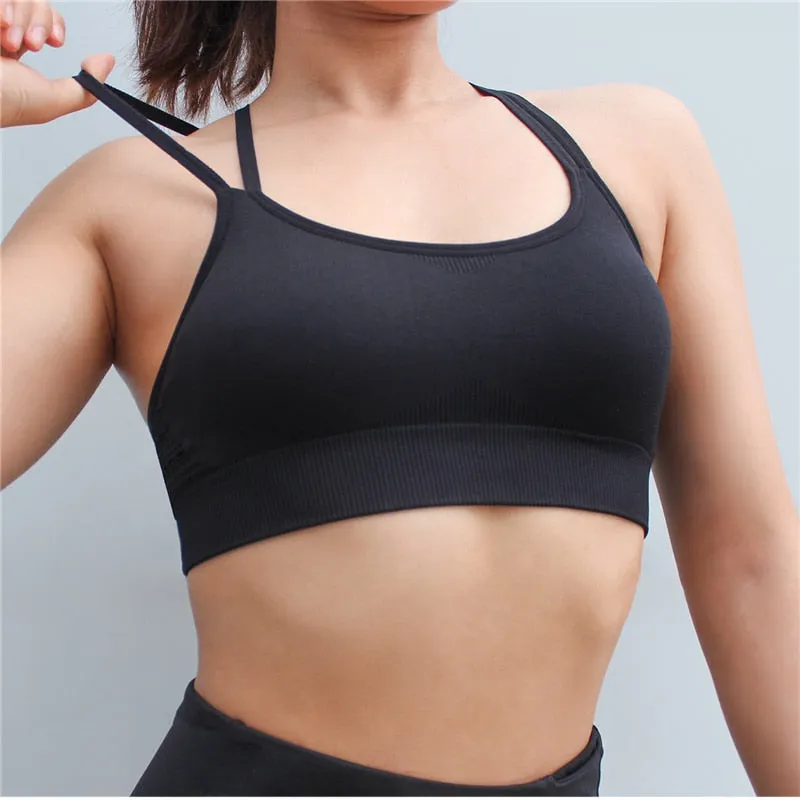 Sports Yoga Running Top With Pads Sportswear Push Up Training Women Fitness Gym High Impact Criss Cross Bra