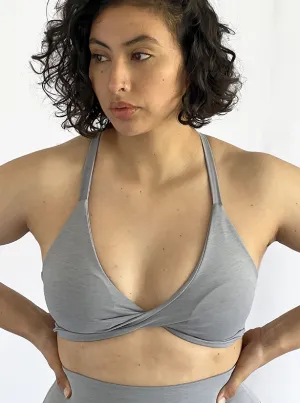 Storm Gray Twist Top Sports Bralette