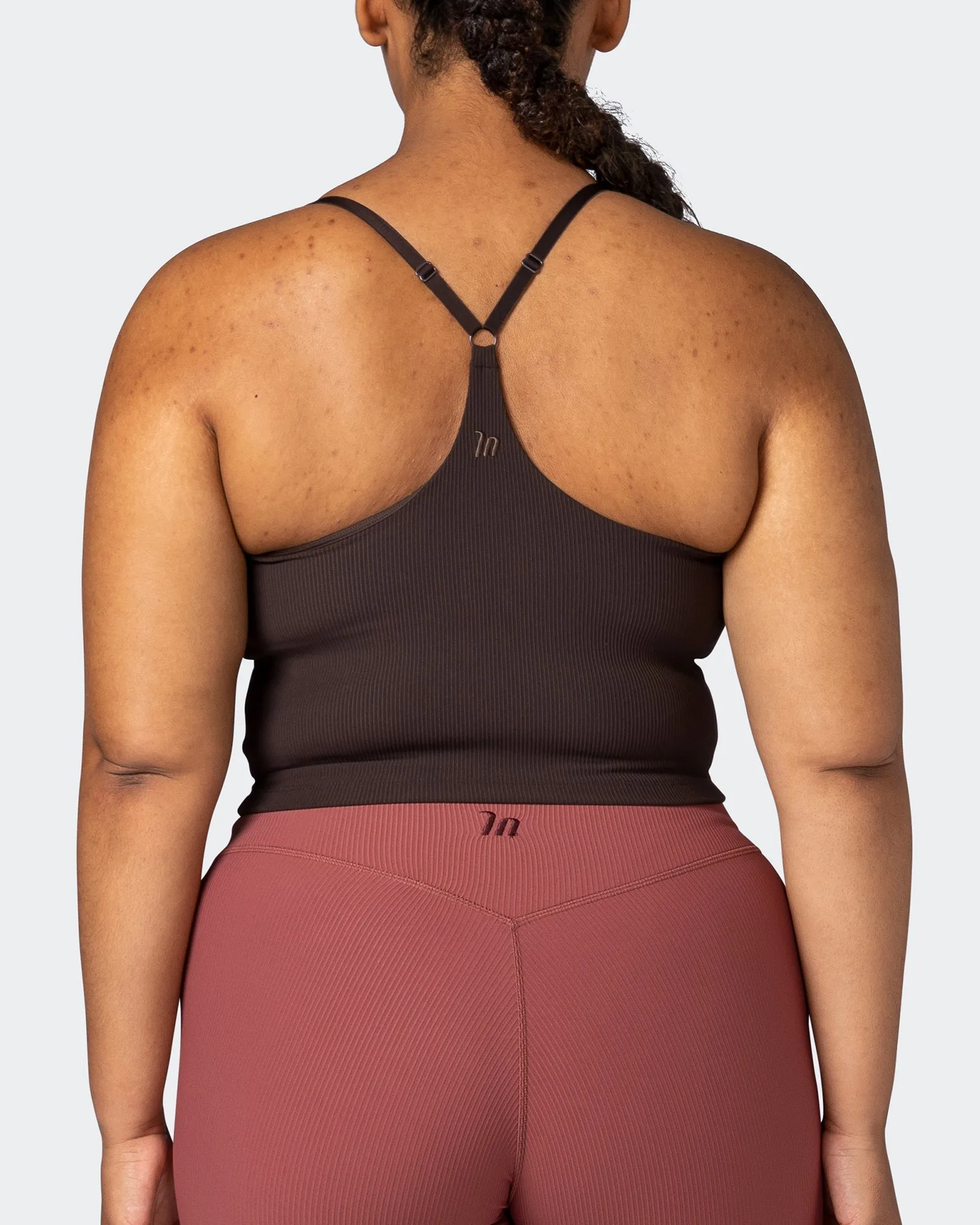 Summertime Rib Cropped Tank - Cocoa