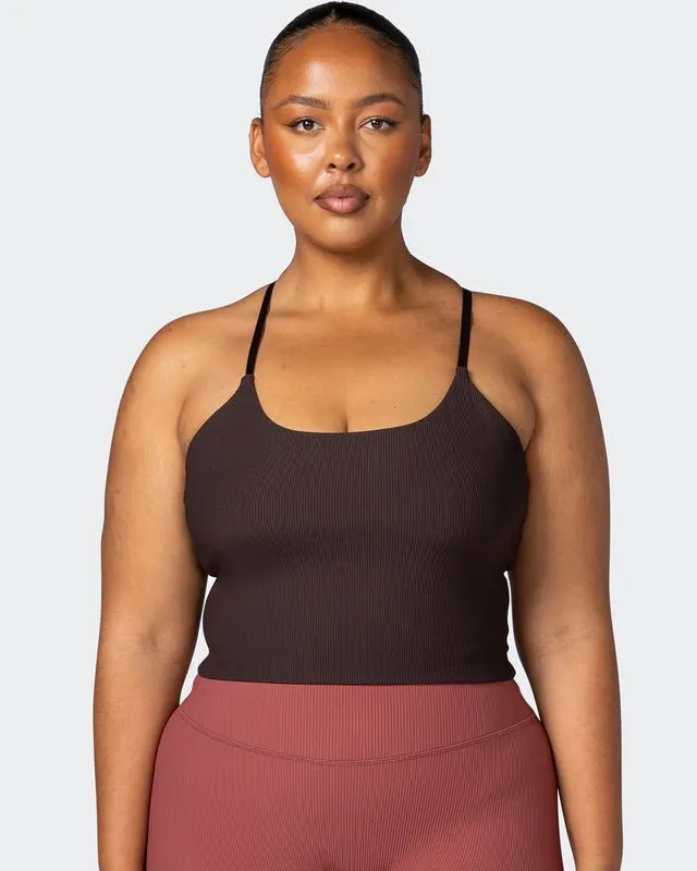 Summertime Rib Cropped Tank - Cocoa