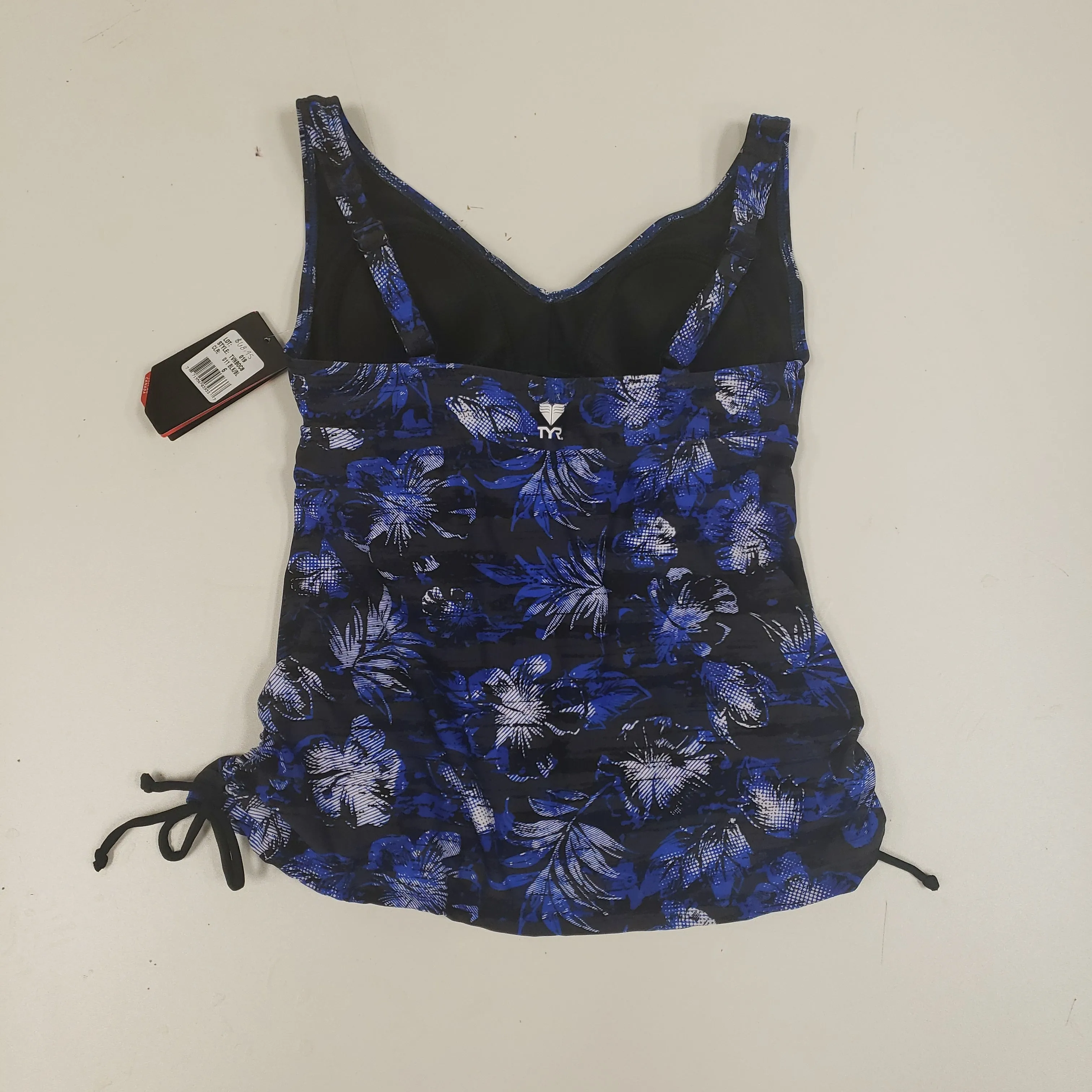 TYR TANKINI Top Only CHLORINE RESISTANT Black- Blue Floral