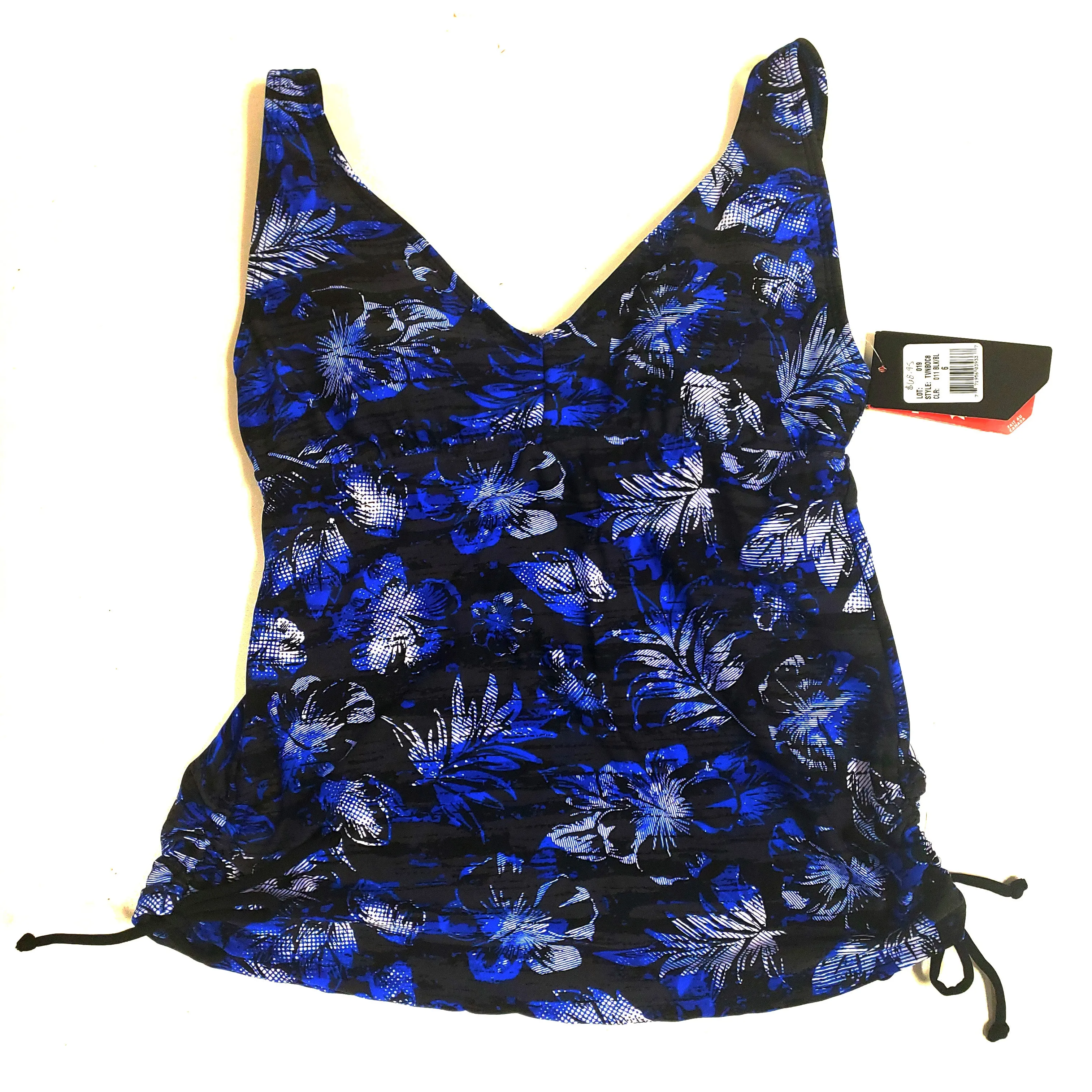 TYR TANKINI Top Only CHLORINE RESISTANT Black- Blue Floral