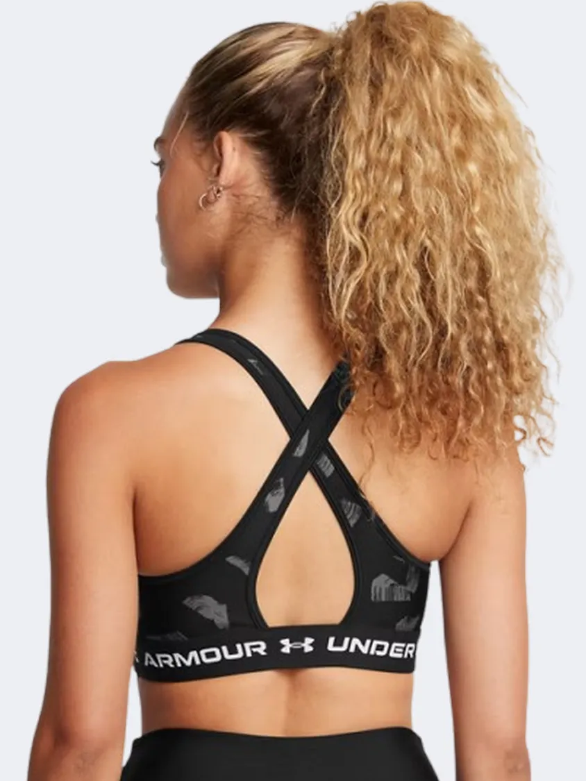 Under Armour Crossback Mid Print Women Training Bra Black/Anthracite