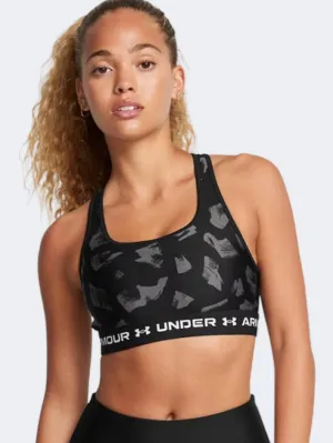 Under Armour Crossback Mid Print Women Training Bra Black/Anthracite