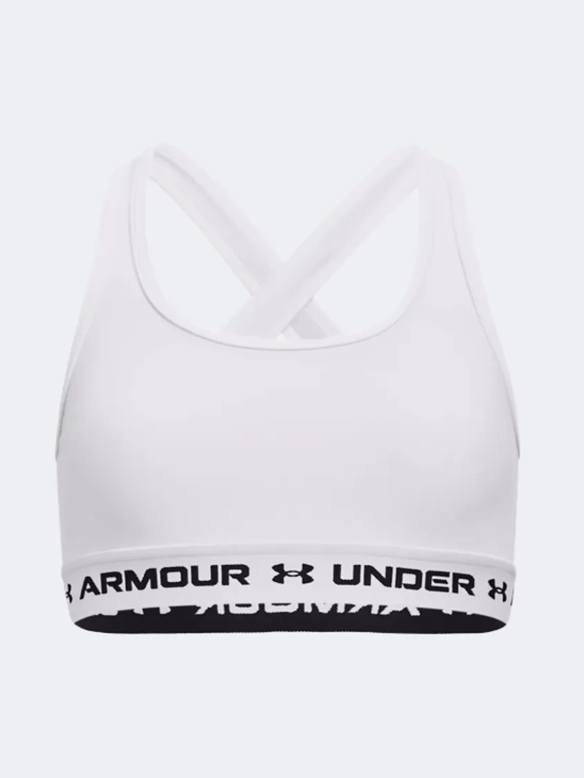 Under Armour Crossback Sports Girls Training Bra White/Black