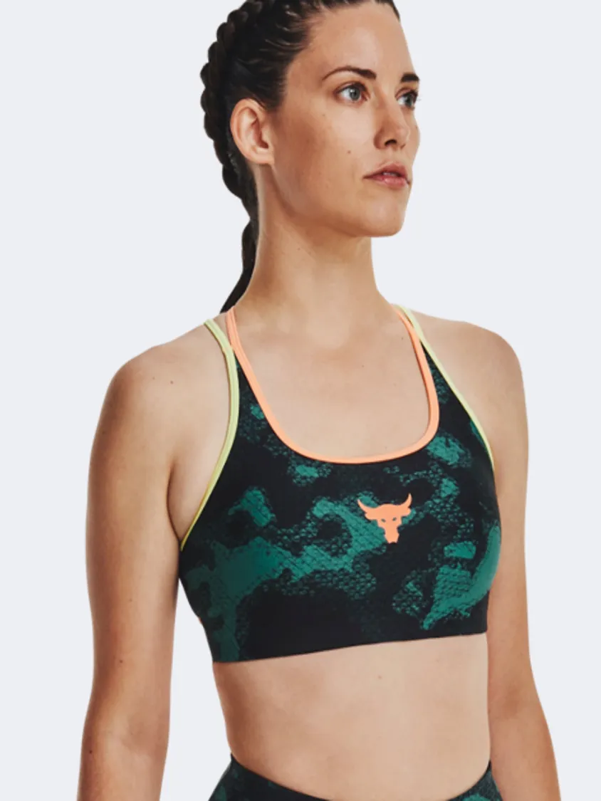 Under Armour Project Rock Crossback Family Printed Women Training Bra Teal/Multi