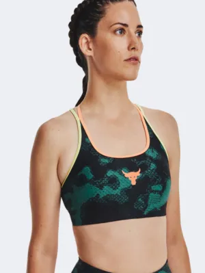 Under Armour Project Rock Crossback Family Printed Women Training Bra Teal/Multi