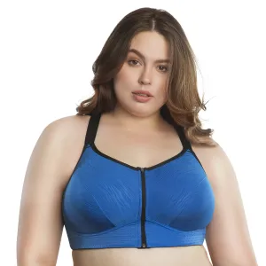 Wave Front Zipper Sports Bra In Nautical Blue - Parfait