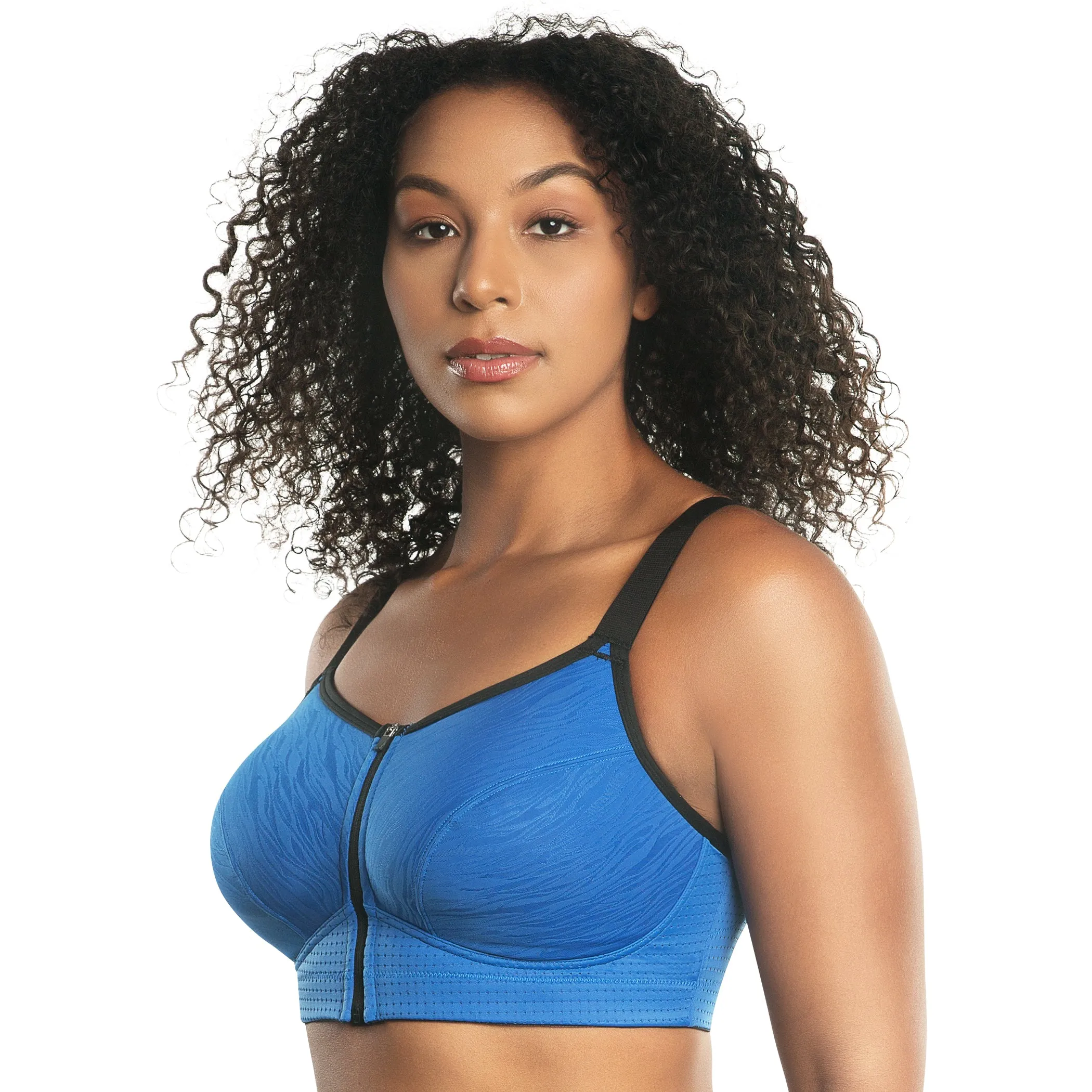 Wave Front Zipper Sports Bra In Nautical Blue - Parfait