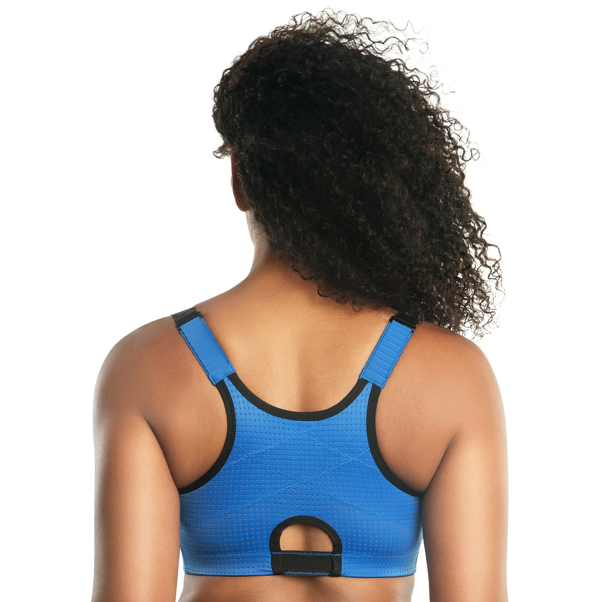 Wave Front Zipper Sports Bra In Nautical Blue - Parfait