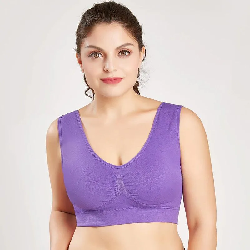 Wire Free Push Up Padded Sports Bra For Plus Size Women