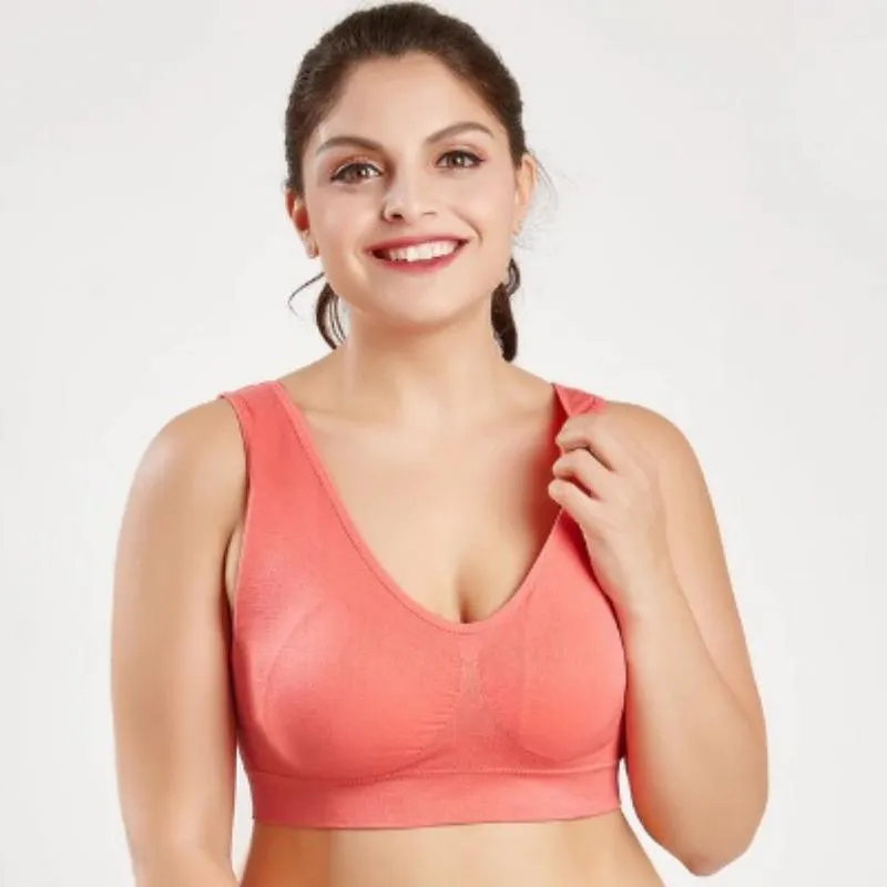 Wire Free Push Up Padded Sports Bra For Plus Size Women