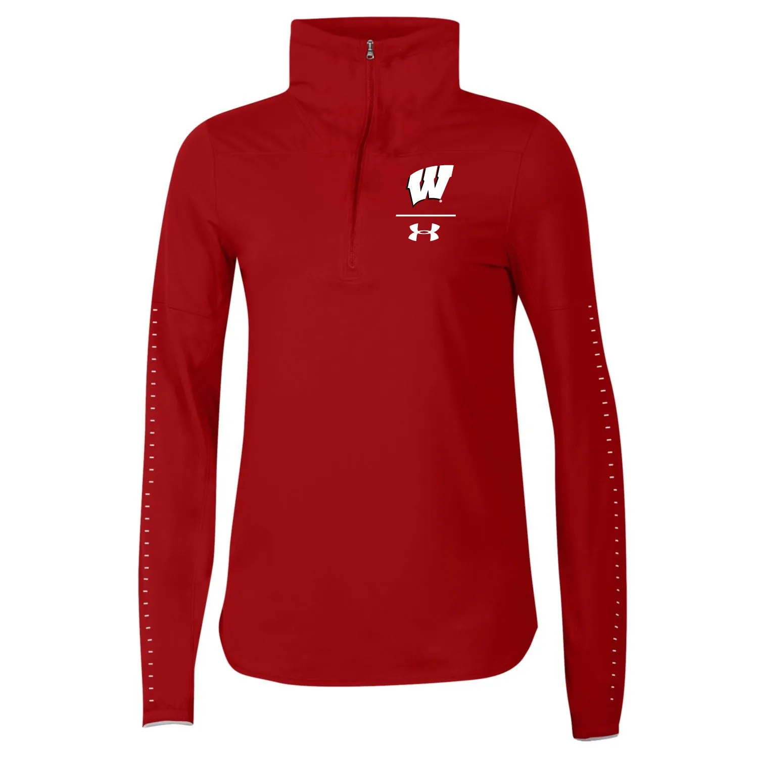 Wisconsin Badgers Under Armour WOMEN'S Red 1/2 Zip HeatGear Sideline Pullover