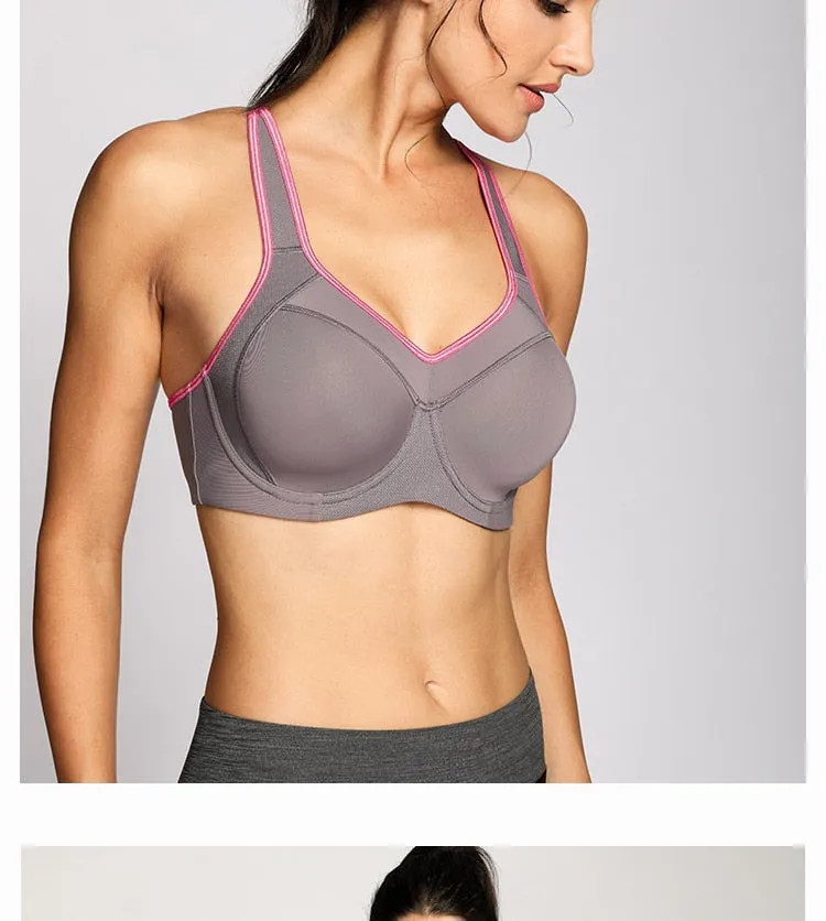 Women's Full Support High Impact Racerback Lightly Lined Underwire Sports Bra